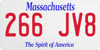 MA license plate 266JV8