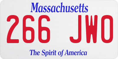 MA license plate 266JW0