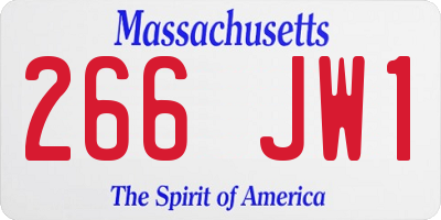 MA license plate 266JW1