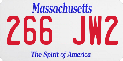 MA license plate 266JW2