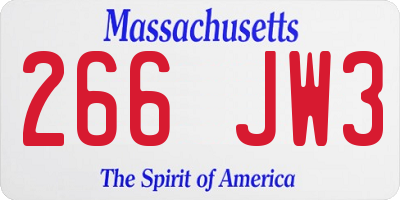MA license plate 266JW3