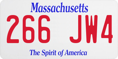 MA license plate 266JW4
