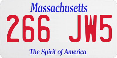 MA license plate 266JW5