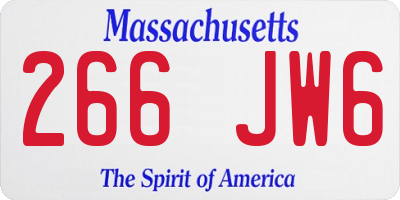 MA license plate 266JW6