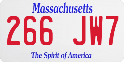 MA license plate 266JW7