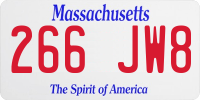 MA license plate 266JW8