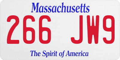 MA license plate 266JW9