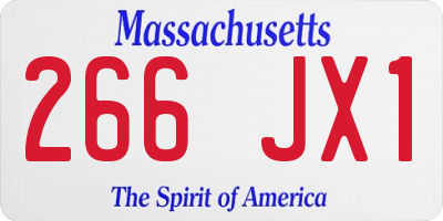 MA license plate 266JX1