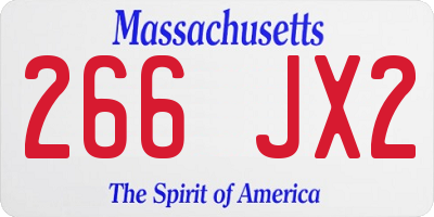 MA license plate 266JX2