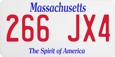 MA license plate 266JX4