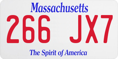 MA license plate 266JX7