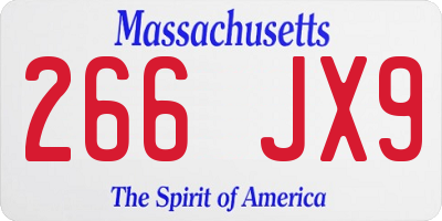 MA license plate 266JX9