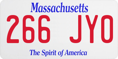 MA license plate 266JY0
