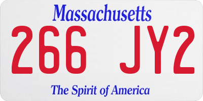 MA license plate 266JY2