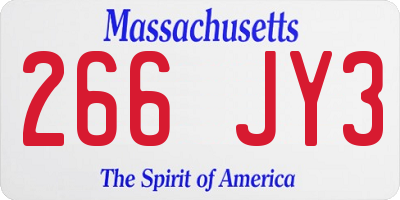 MA license plate 266JY3