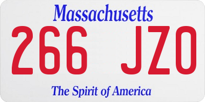 MA license plate 266JZ0