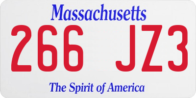MA license plate 266JZ3