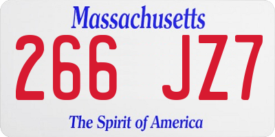 MA license plate 266JZ7