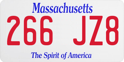 MA license plate 266JZ8