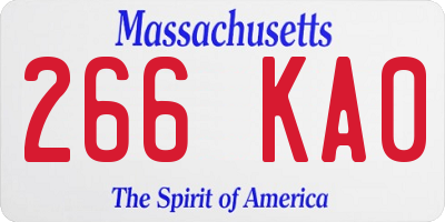 MA license plate 266KA0