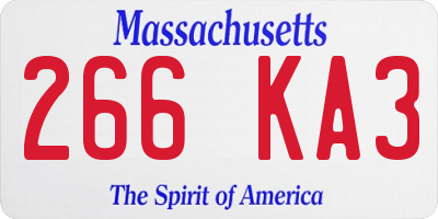 MA license plate 266KA3