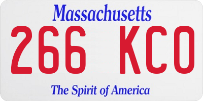 MA license plate 266KC0