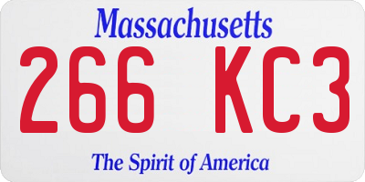 MA license plate 266KC3