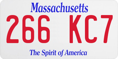 MA license plate 266KC7