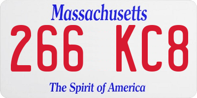 MA license plate 266KC8