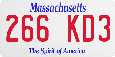 MA license plate 266KD3