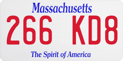 MA license plate 266KD8