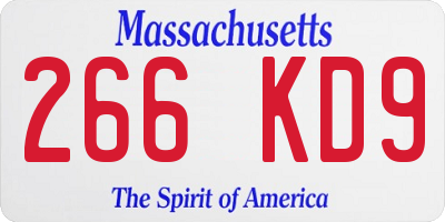 MA license plate 266KD9