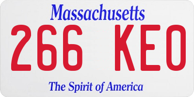MA license plate 266KE0