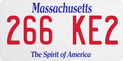 MA license plate 266KE2