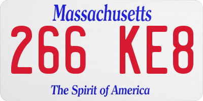MA license plate 266KE8
