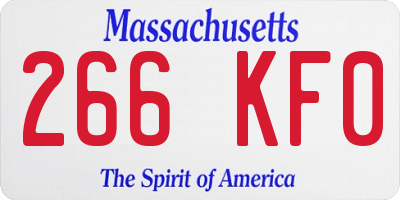 MA license plate 266KF0