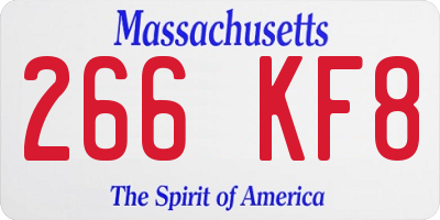MA license plate 266KF8