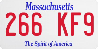 MA license plate 266KF9