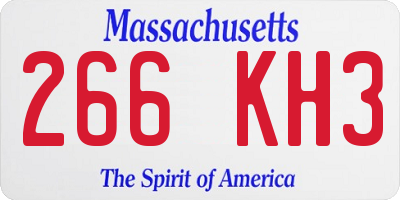 MA license plate 266KH3