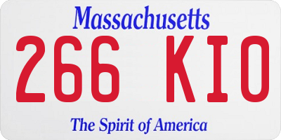 MA license plate 266KI0