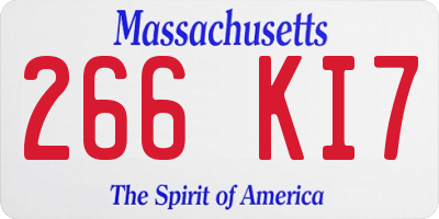 MA license plate 266KI7