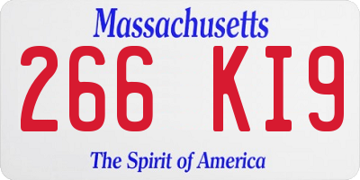 MA license plate 266KI9