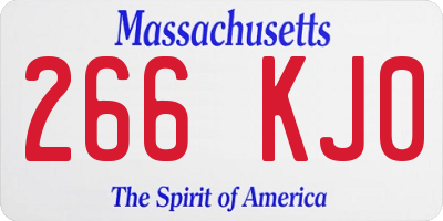 MA license plate 266KJ0