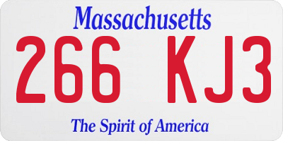 MA license plate 266KJ3