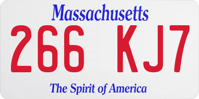 MA license plate 266KJ7