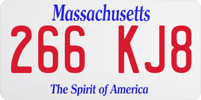 MA license plate 266KJ8