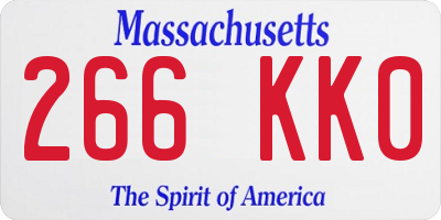 MA license plate 266KK0