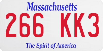 MA license plate 266KK3