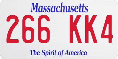 MA license plate 266KK4