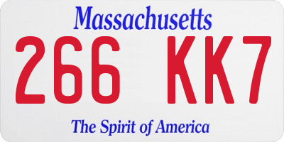 MA license plate 266KK7